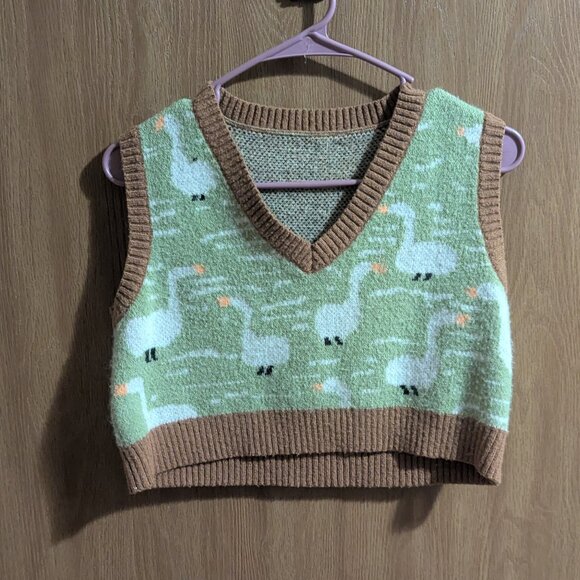 Cider Green Goose Sweater Vest, M - Picture 1 of 4